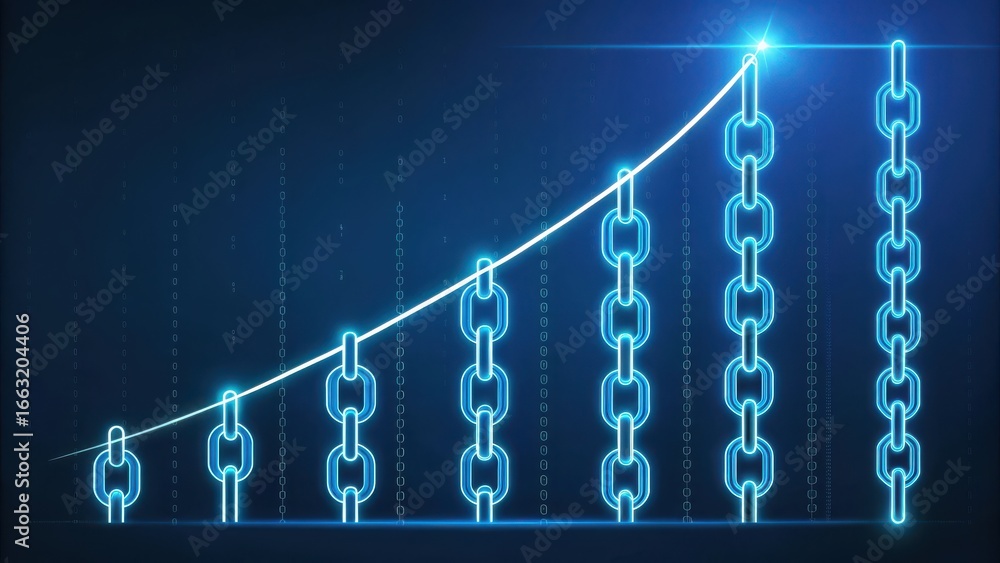 Aufkleber abstract digital representation of a growing blockchain network with interconnected links forming an