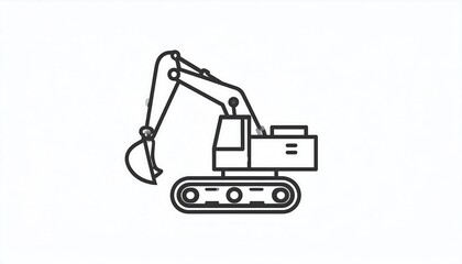 Naklejka premium Outline drawing of an excavator