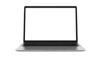 Fototapeta premium Modern laptop with a blank white screen isolated on transparent background for mockup template