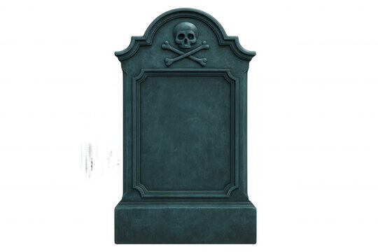 Weathered tombstone bearing skull and crossbones, empty space for personalized text, transparent background ready for spooky graphic design - Powered by Adobe