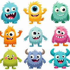 Cute and Kawaii monster kids icon set.
