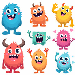 Set of funny cartoon monster