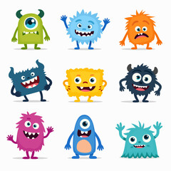 Set of funny cartoon monster
