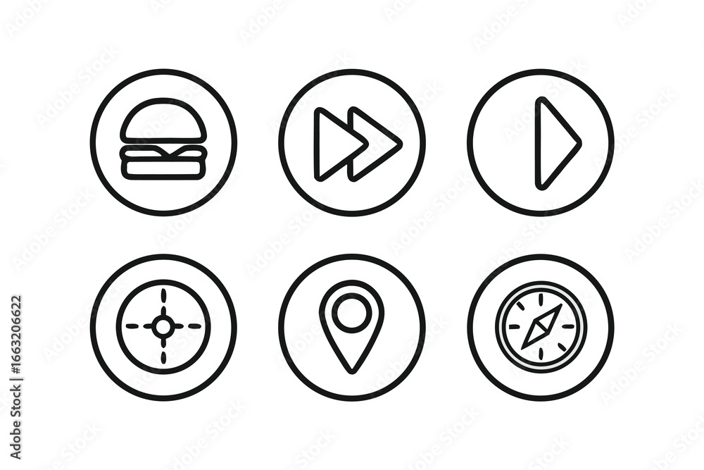 Poster modern wireframe vector icon set – minimalist ui design icons