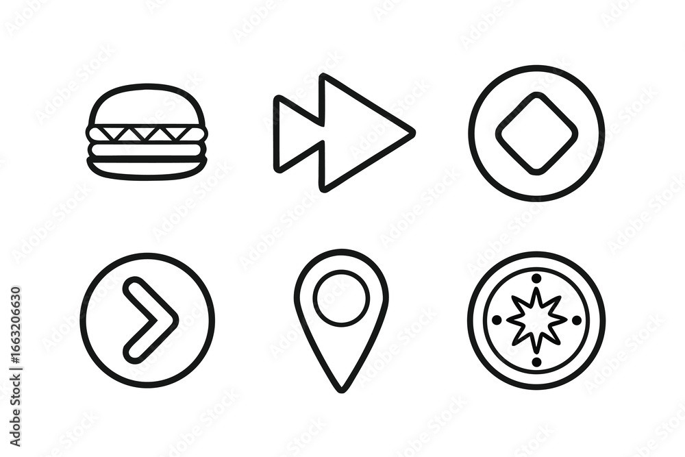 Poster modern wireframe vector icon set – minimalist ui design icons