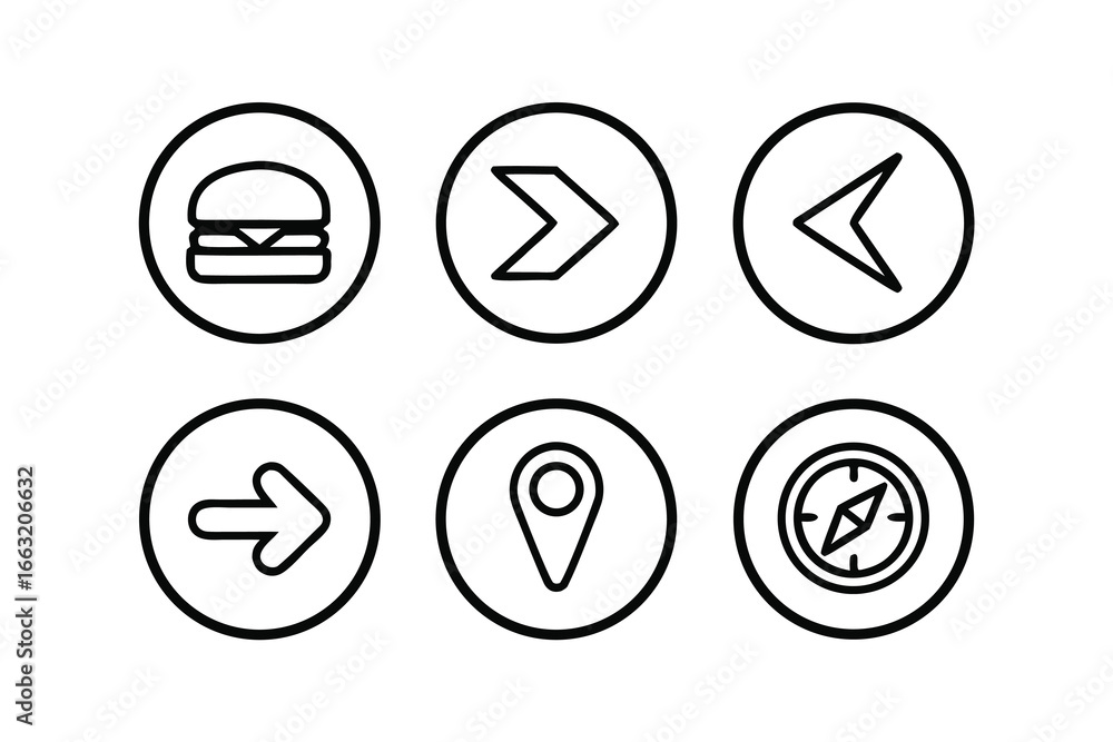 Poster modern wireframe vector icon set – minimalist ui design icons