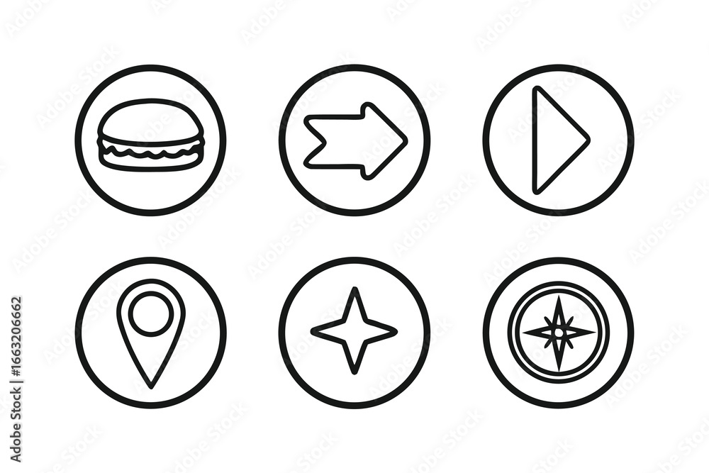 Poster modern wireframe vector icon set – minimalist ui design icons
