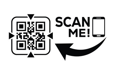 QR code scan icon set. Scan me frame. QR code scan for smartphone. QR code for mobile app, payment and identification. Vector illustration.
