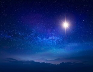 Starry night sky with bright star