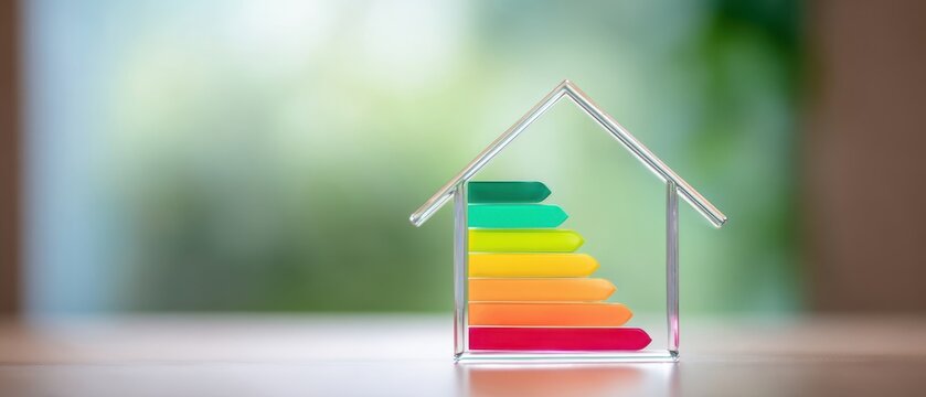 The house model representing energy efficiency with colorful indicators. - Powered by Adobe
