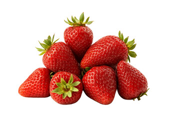 Pile of Fresh Strawberries Isolated on Transparent Background – Juicy Red Summer Fruit