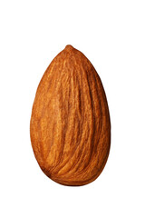 Isolated almond nut on a transparent background, close up healthy dry fruit