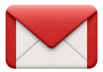 Red email icon, digital communication, online message, web background, app interface