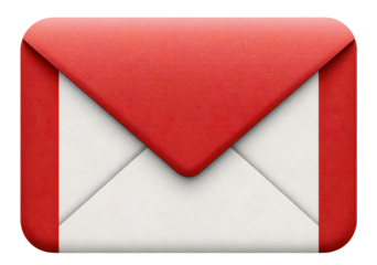 Red email icon, digital communication, online message, web background, app interface