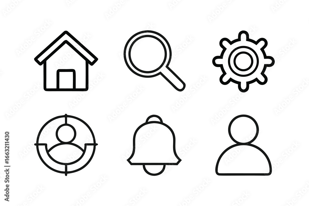 Poster minimal ui wireframe icon bundle featuring modern design elements