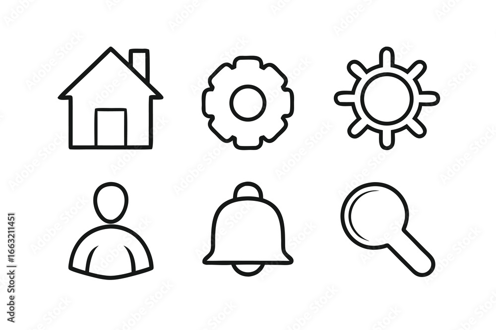 Poster minimal ui wireframe icon bundle featuring modern design elements