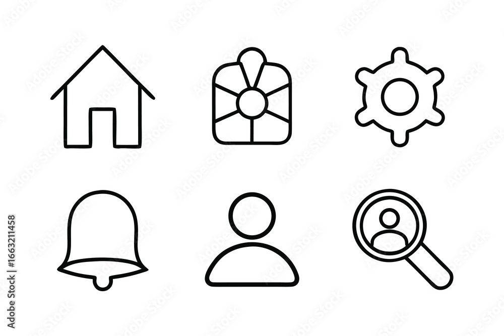 Poster minimal ui wireframe icon bundle featuring modern design elements