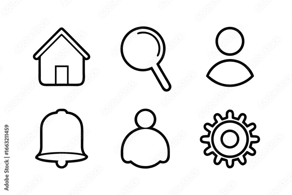 Poster minimal ui wireframe icon bundle featuring modern design elements