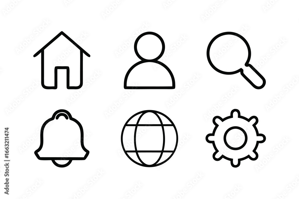 Poster minimal ui wireframe icon bundle featuring modern design elements