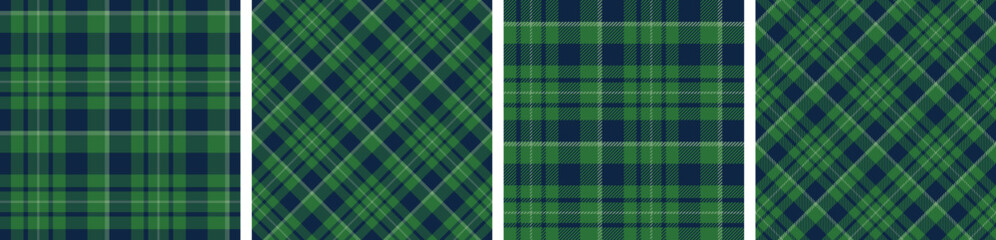 Seamless plaid and check pattern set. tartan checkered fabric fashion texture background.