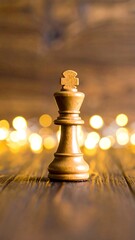 Chess king on a wooden table