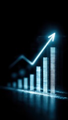 Glowing upward trend graph