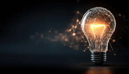 Glowing lightbulb, network connections, innovation concept