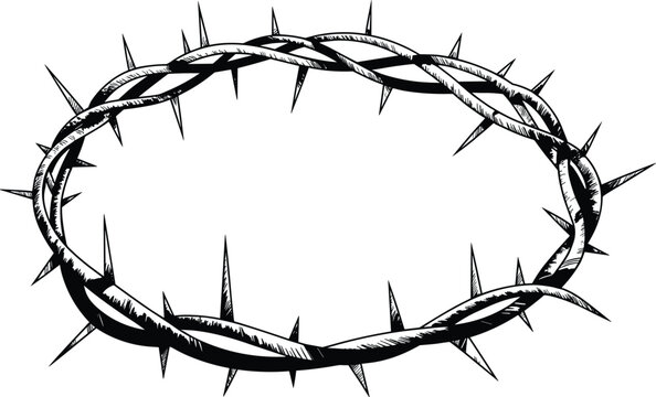 Crown of thorns illustration, Christian religious symbol vector, Jesus crucifixion art, biblical passion design, Easter clipart, faith icon, sacred suffering graphic set