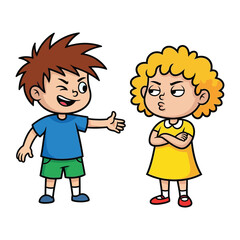 Teasing Moments: A playful boy and girl engage in a moment of teasing, capturing the lighthearted dynamics of childhood interactions.