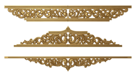 Golden traditional Indian filigree design element, intricate art with a decorative ornamental border.