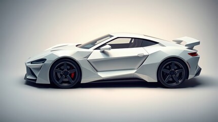 Sleek modern sports car with angular design and aerodynamic styling, perfect for automotive enthusiasts and luxury branding, powerful and stunning