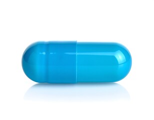 Blue capsule on white background