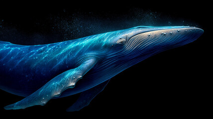 Fototapeta premium 澄んだ海を進む若いシロナガスクジラ