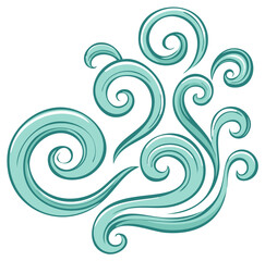 Fototapeta premium Stylized turquoise abstract waves and swirling water currents or wind patterns illustration