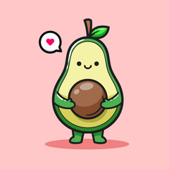 Cute Happy Avocado Fruit Character Vector Smiling Avocado Mascot Illustration