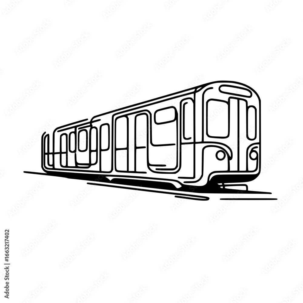 Poster outline of a train in a single line contour vector design