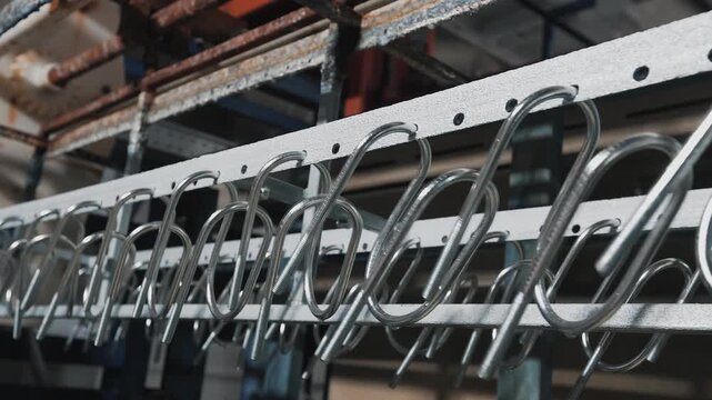 Electroplating. A production line for coating with a protective layer of metal. Corrosion and rust protection	
