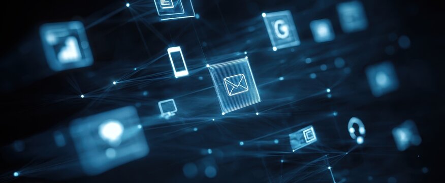 The Digital Network of Icons Showcasing Modern Communication Technology