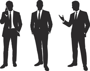 Silhouette of businessmen, corporate professionals, executive team, business meeting, office workers, leadership discussion, teamwork collaboration, management staff, professional group, workplace