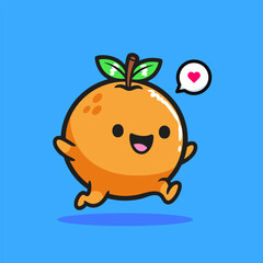 Cute Smiling Orange Fruit Mascot Vector Happy Little Orange Character Illustration