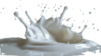 "Fresh Milk Splash with Droplets Isolated on White Background"