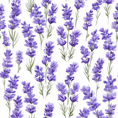 Fototapeta premium Lavender Flowers Seamless Pattern