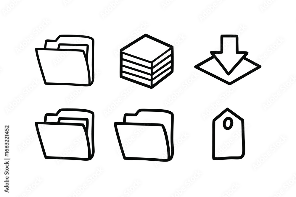 Aufkleber file & folder management wireframe icons – minimal ui vector set