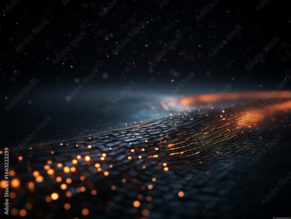 Fototapete dynamic abstract digital data flow with glowing particles, perfect for technology concepts
