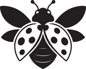 Flying Ladybug Silhouette – Minimalist Insect Vector Illustration on White Background