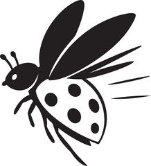 Flying Ladybug Silhouette – Minimalist Insect Vector Illustration on White Background
