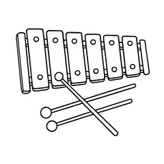 Xylophone, drawing outline, transparent background