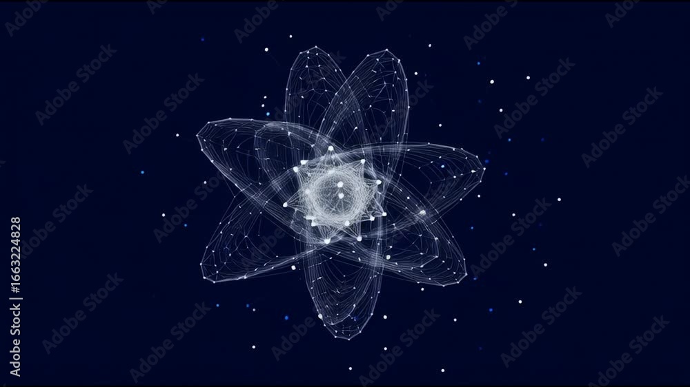 Poster visualization of an intricate atomic structure revealing the beauty of science and technology in a d