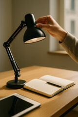 Adjusting Desk Lamp for Evening Study Session