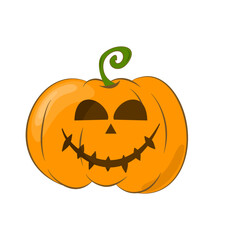 Cartoon Illustration of Jack-o-Lantern Pumpkin